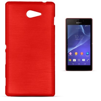 Sony Xperia M2 (D2303) piros csíkos szilikon tok