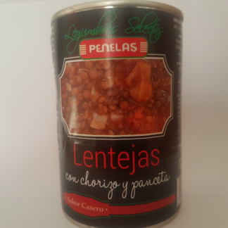 Penelas Főtt lencse chorizo kolbásszal és baconnal